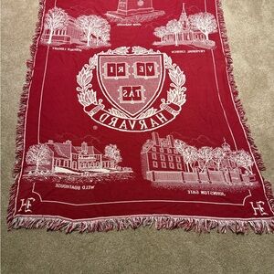 Vintage Harvard University cotton throw blanket